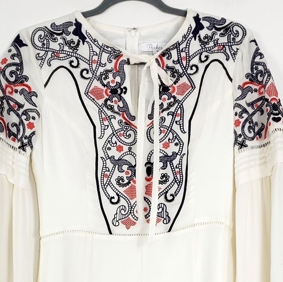 Parker milly 100% silk embroidered dress szS - Picture 8 of 12